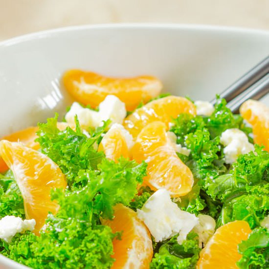 Kale Mandarin and Goat Cheese Salad - Recipe photo by recipecritique