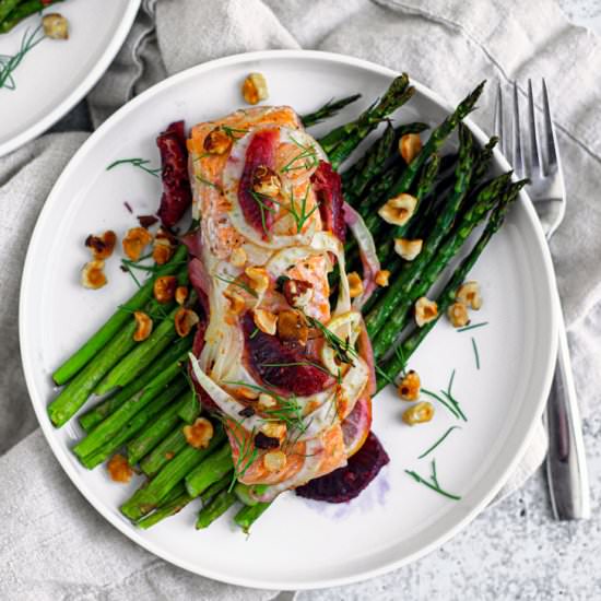 salmon with blood orange + fennel - Recipe photo by killingthyme