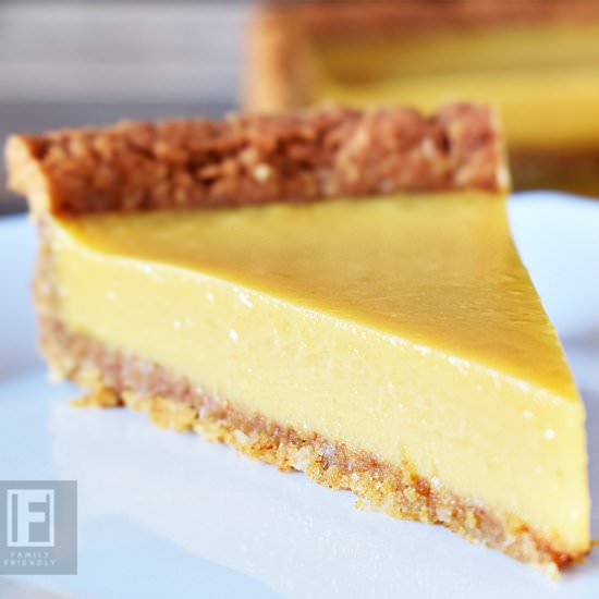 Mango Pie with Coconut Crust - Recipe photo by Family Friendly Cooking