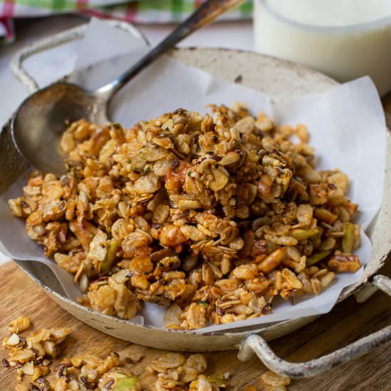 Flax-Hemp Granola with Rice Crisps - Recipe photo by a meal in mind