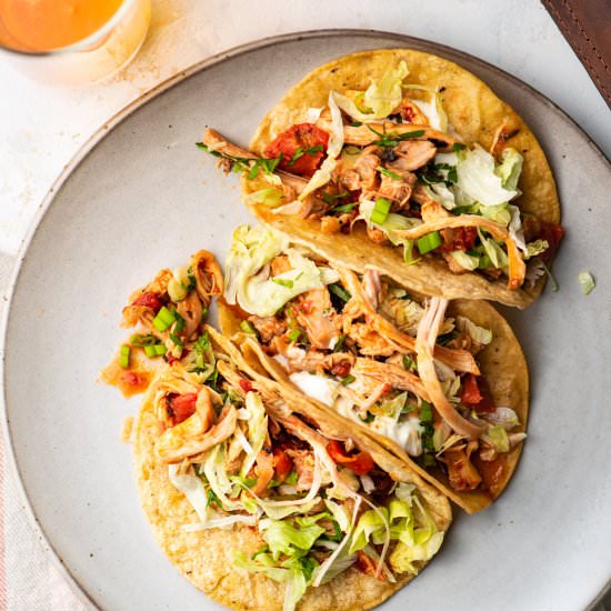 Easy Chicken Tinga Tacos - Recipe photo by TheFrayedApron