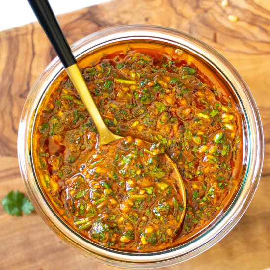 Smoky Red Chimichurri - Recipe photo by Jaxx The Bearded Hiker