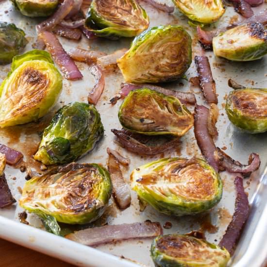 Balsamic Roasted Brussels Sprouts - Recipe photo by For the Love of Cooking