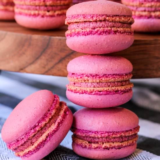 Raspberry and Merlot Macarons - Recipe photo by Bakes and Blunders