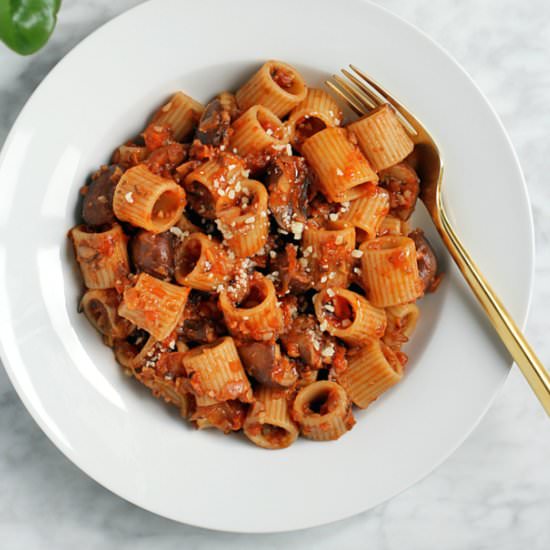 Pasta with Charred Vegetable Ragù - Recipe photo by twoofakindcooks