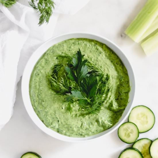Healthy Spinach and Herb Yogurt Dip - Recipe photo by paleoinpdx