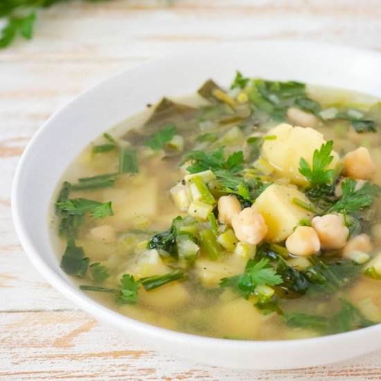 Chickpea and Ramson Spring Soup - Recipe photo by slavicvegan