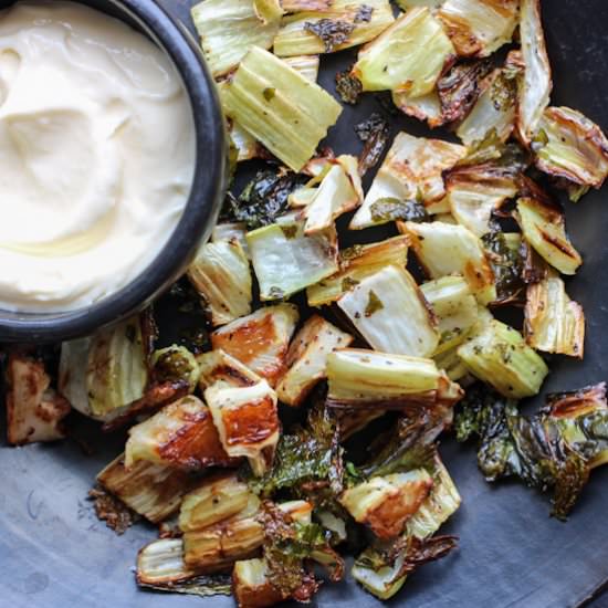 Roasted Cauliflower Leaves - Recipe photo by servingtonight