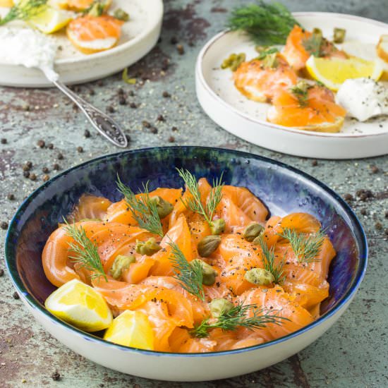 Home cured citrus salmon gravlax - Recipe photo by PantsDownApronsOn