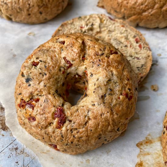 Paleo Sun-Dried Tomato Bagels - Recipe photo by bakeitpaleo