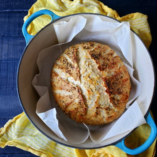 No Knead Za'atar & Parmesan Bread - Recipe photo by mangotomato