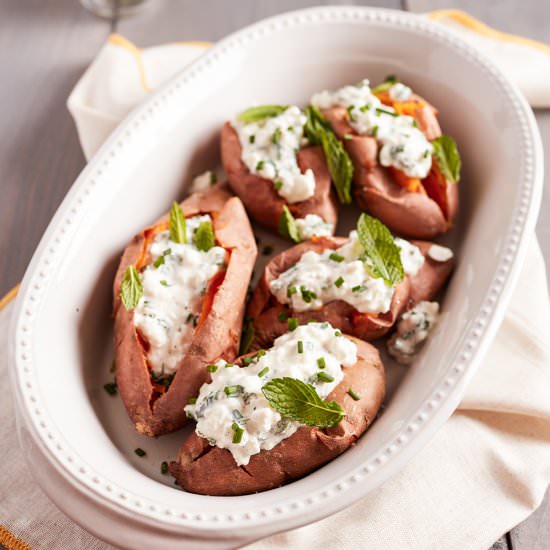 Stuffed Sweet Potatoes with cheese - Recipe photo by tastyandfrenchy