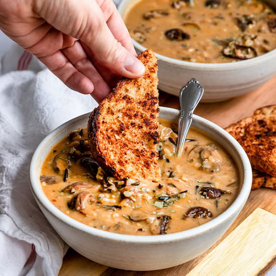 Vegan Mushroom Wild Rice Soup - Recipe photo by ShortGirlTallOrder