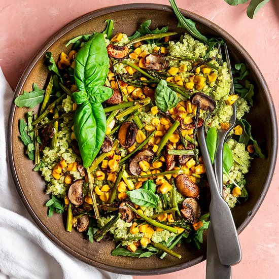 Pesto Quinoa Bowl - Recipe photo by ShortGirlTallOrder