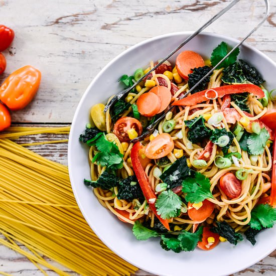 Spicy Noodles Primavera - Recipe photo by evashiva