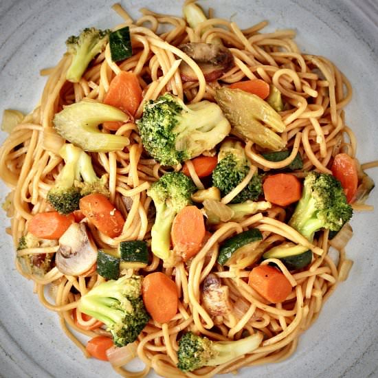 EASY VEGETABLE LO MEIN - Recipe photo by Dishes with Dad