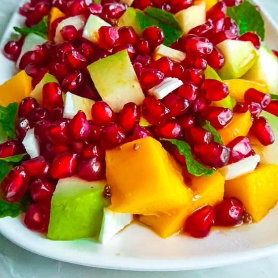 pomegranate salad with mango, cocon - Recipe photo by Sheeba@gohealthy