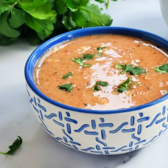 Creamy Tomato Cauliflower Soup - Recipe photo by thefitfork