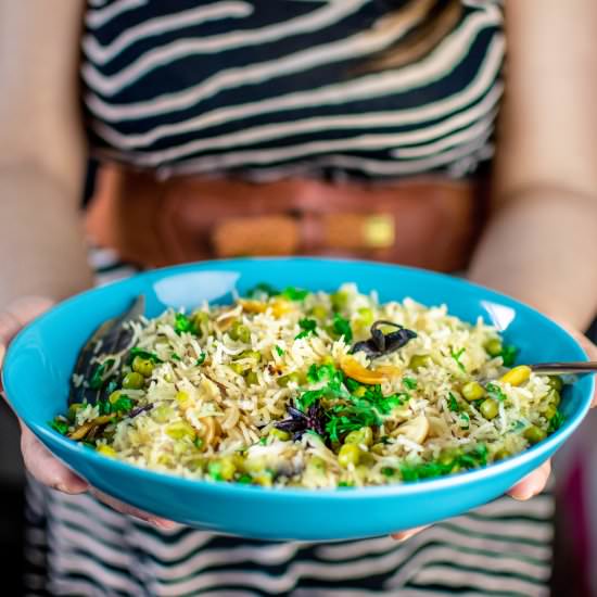 Matar Pulao (Pan + Pressure Cooker) - Recipe photo by Anu@MyGingerGarlicKitchen