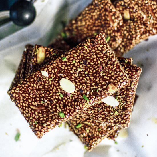 Til Chikki – Sesame Seed Bars - Recipe photo by Anu@MyGingerGarlicKitchen