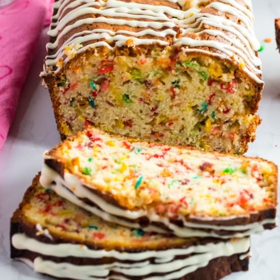 Fruity Pebble Breakfast Bread - Recipe photo by familyfreshmeals