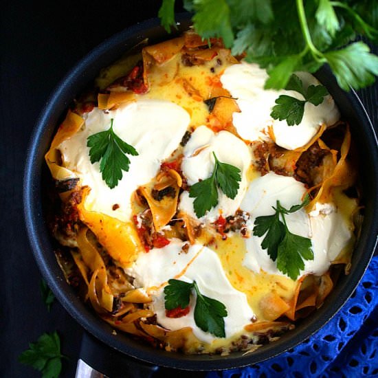 Skillet Lasagna - Recipe photo by nishkitchen