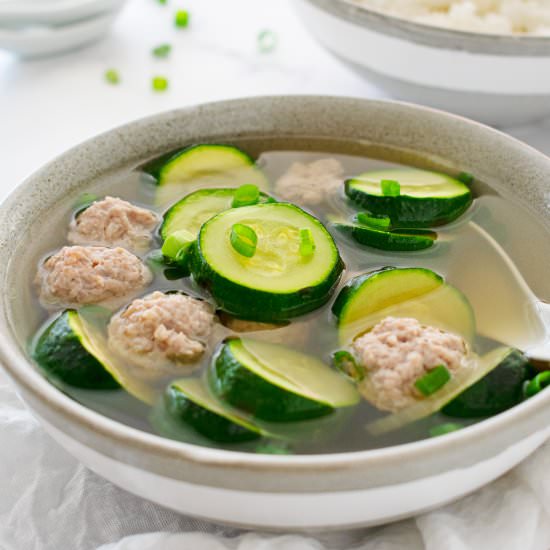 Simple Zucchini and Meatball Soup - Recipe photo by scruffandsteph