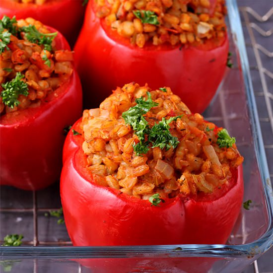 vegan stuffed bell peppers - Recipe photo by veganwithgusto
