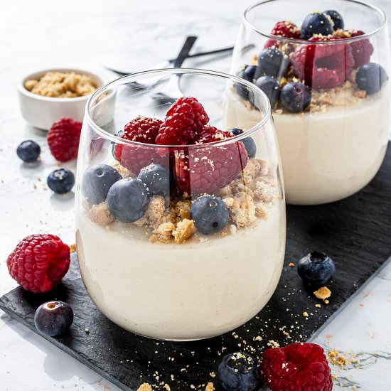 Vegan Lemon Posset with Berries - Recipe photo by foodaciously