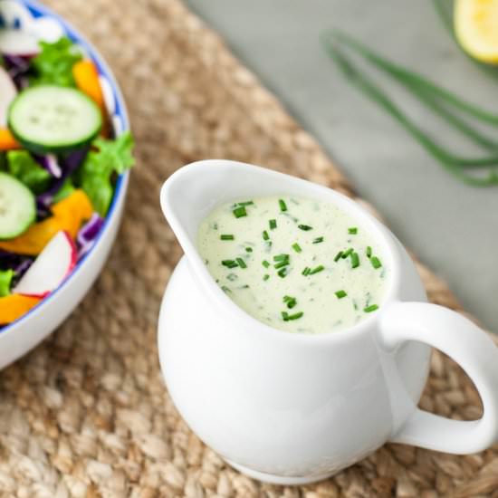 WFPB Creamy Chive Dressing - Recipe photo by cleanfooddirtygirl