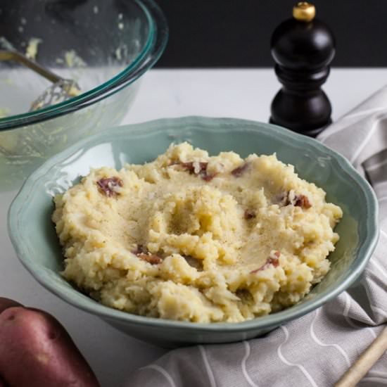WFPB Cauli Potato Mash (oil-free) - Recipe photo by cleanfooddirtygirl