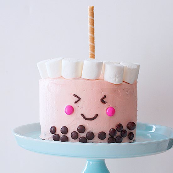 Bubble tea decorated chocolate cake - Recipe photo by evabakes