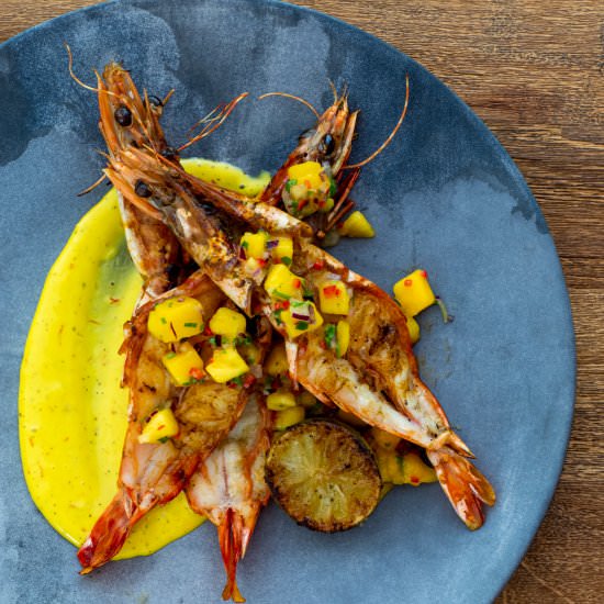 Grilled Prawns & Saffron Aioli - Recipe photo by AnotherFoodBlogger
