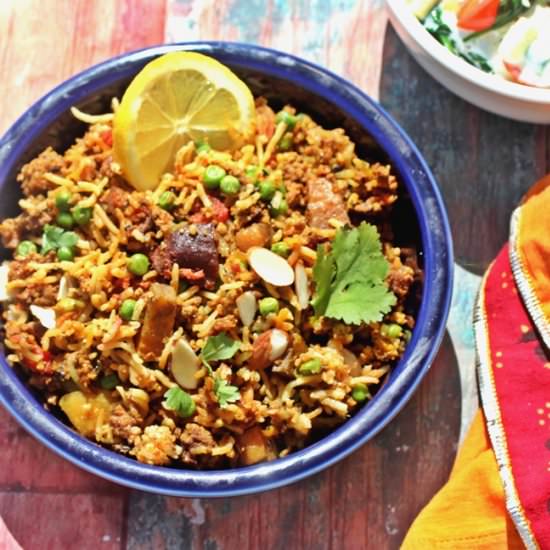 Keema Matar Biryani - Recipe photo by Spice Chronicles