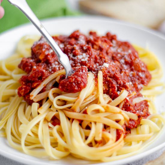 homemade meat sauce - Recipe photo by freshaprilflours