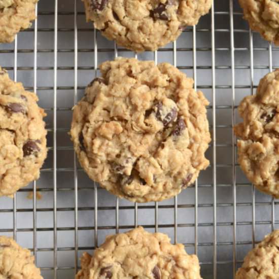 Oatmeal PB Chocolate Chip Cookies - Recipe photo by TwoSugarBugs