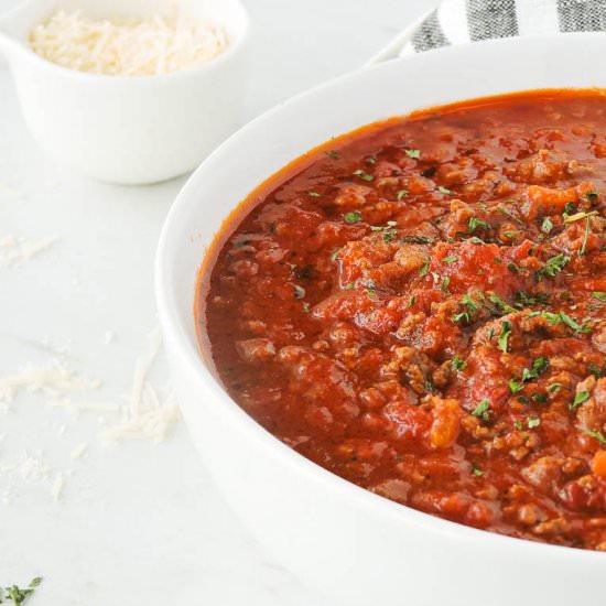 Quick Healthy Bolognese - Recipe photo by Fresh Fit Kitchen