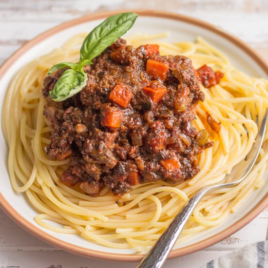 Slow Cooker Mushroom Bolognese - Recipe photo by lavenderandmacarons