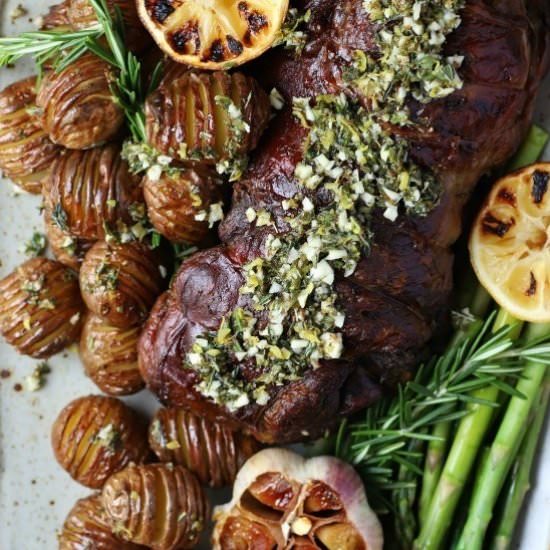 Slow Roasted Boneless Leg of Lamb - Recipe photo by noshingwiththenolands