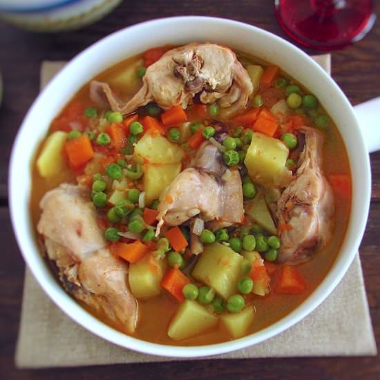 Stewed rabbit potatoes peas carrots - Recipe photo by Food From Portugal