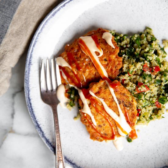 Easy Salmon Cakes (Paleo, GF) - Recipe photo by FromScratchFast