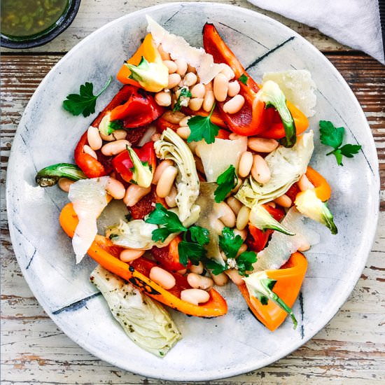 Pepper, Artichoke, Bean Salad - Recipe photo by evashiva