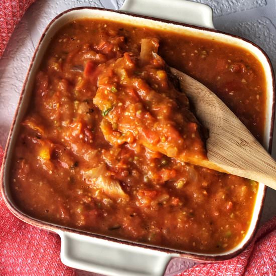 Easy roasted tomato pasta sauce - Recipe photo by Once a Foodie