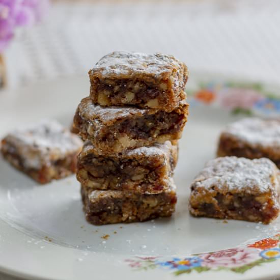 Delicious Date & Walnut Bars ~ GF - Recipe photo by a zest for life