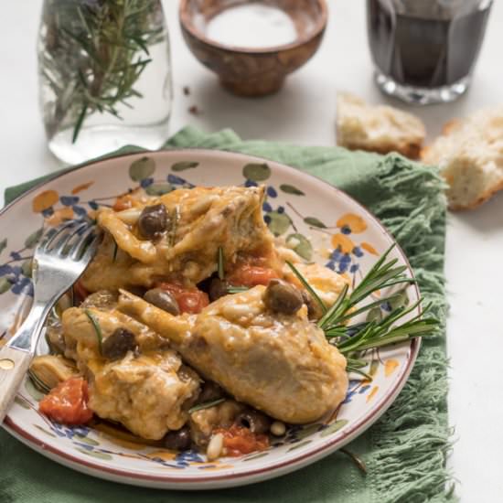 Italian Riviera braised chicken - Recipe photo by asmallkitcheningenoa