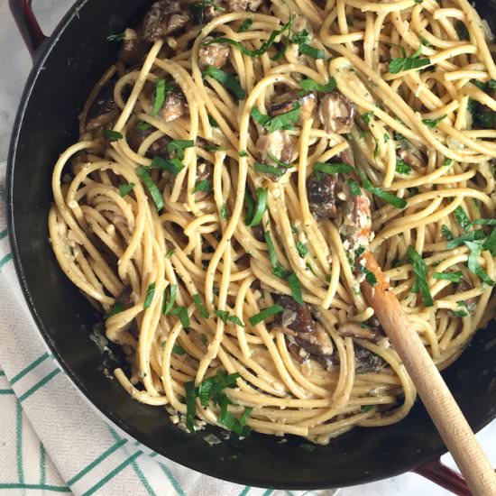 Bucatini with Crispy Mushrooms - Recipe photo by thebrookcook.wordpress.com
