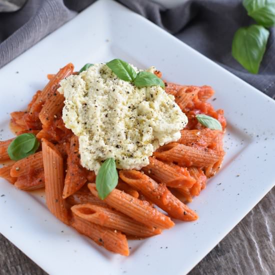 Easy Vegan Pasta with Ricotta - Recipe photo by Watch Learn Eat