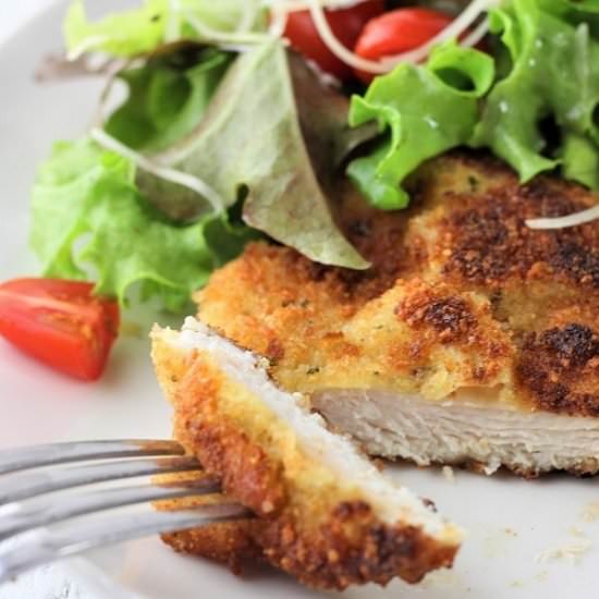 chicken milanese with mesclun salad - Recipe photo by nowcookthis
