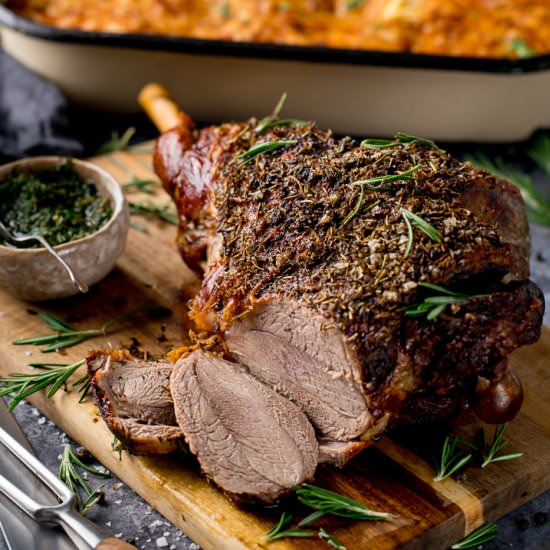 Roast Leg of Lamb with Rich Gravy - Recipe photo by KitchenSanctuary