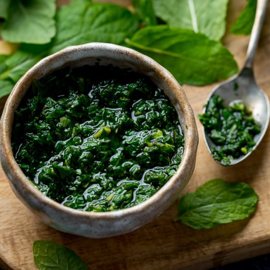 Homemade Mint Sauce - Recipe photo by KitchenSanctuary
